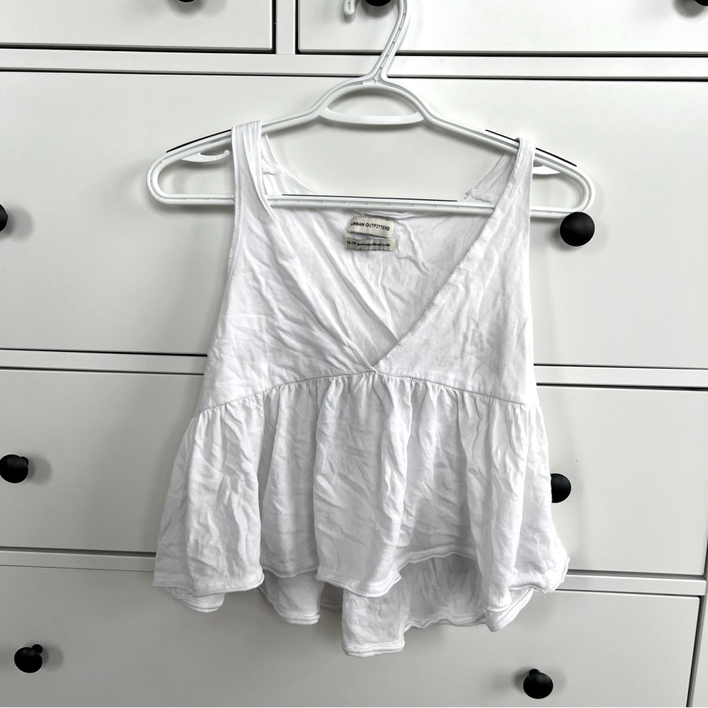 Urban Outfitters Deep V Peplum Ruffle Tank Top XS